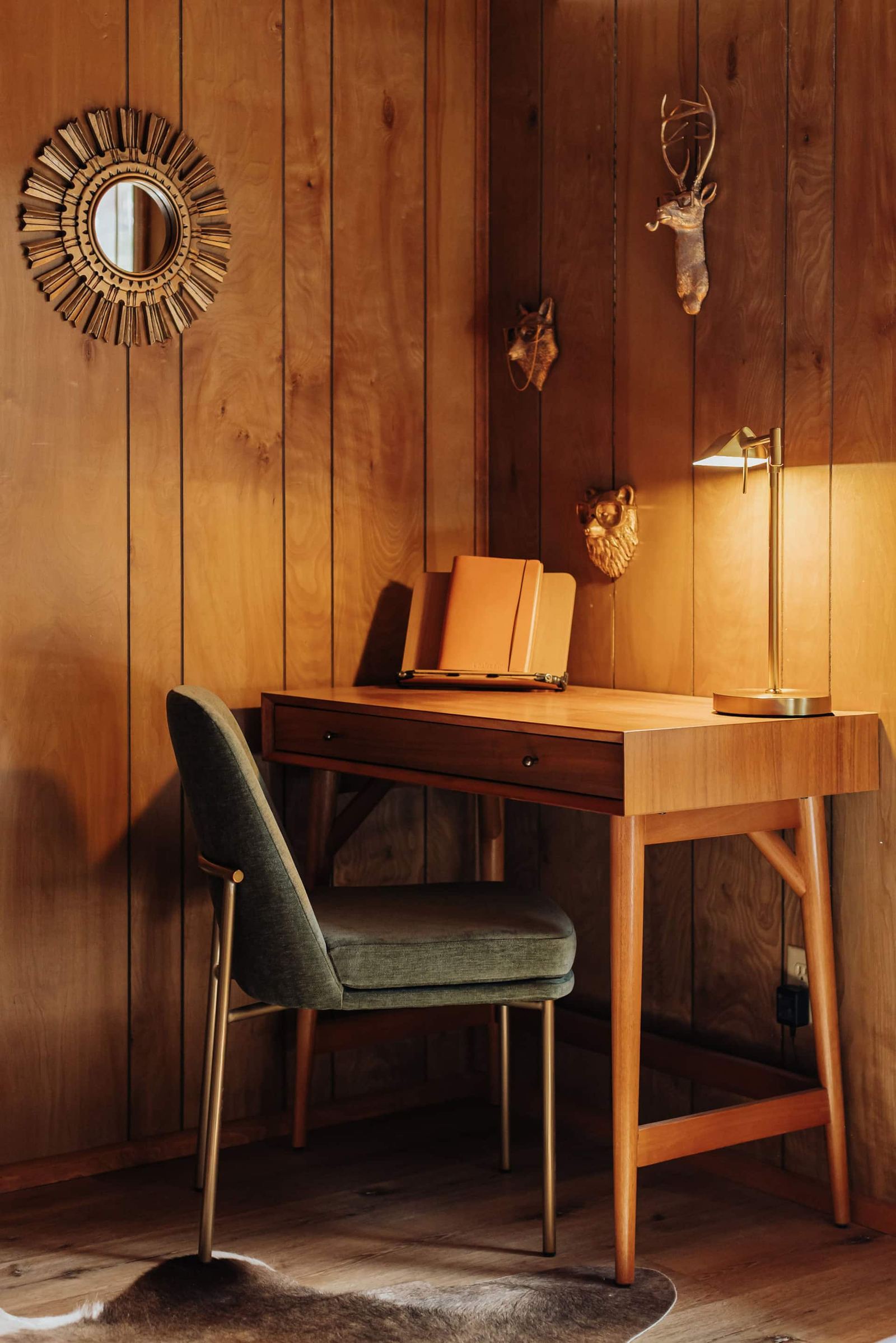Midcentury desk in the king bedroom