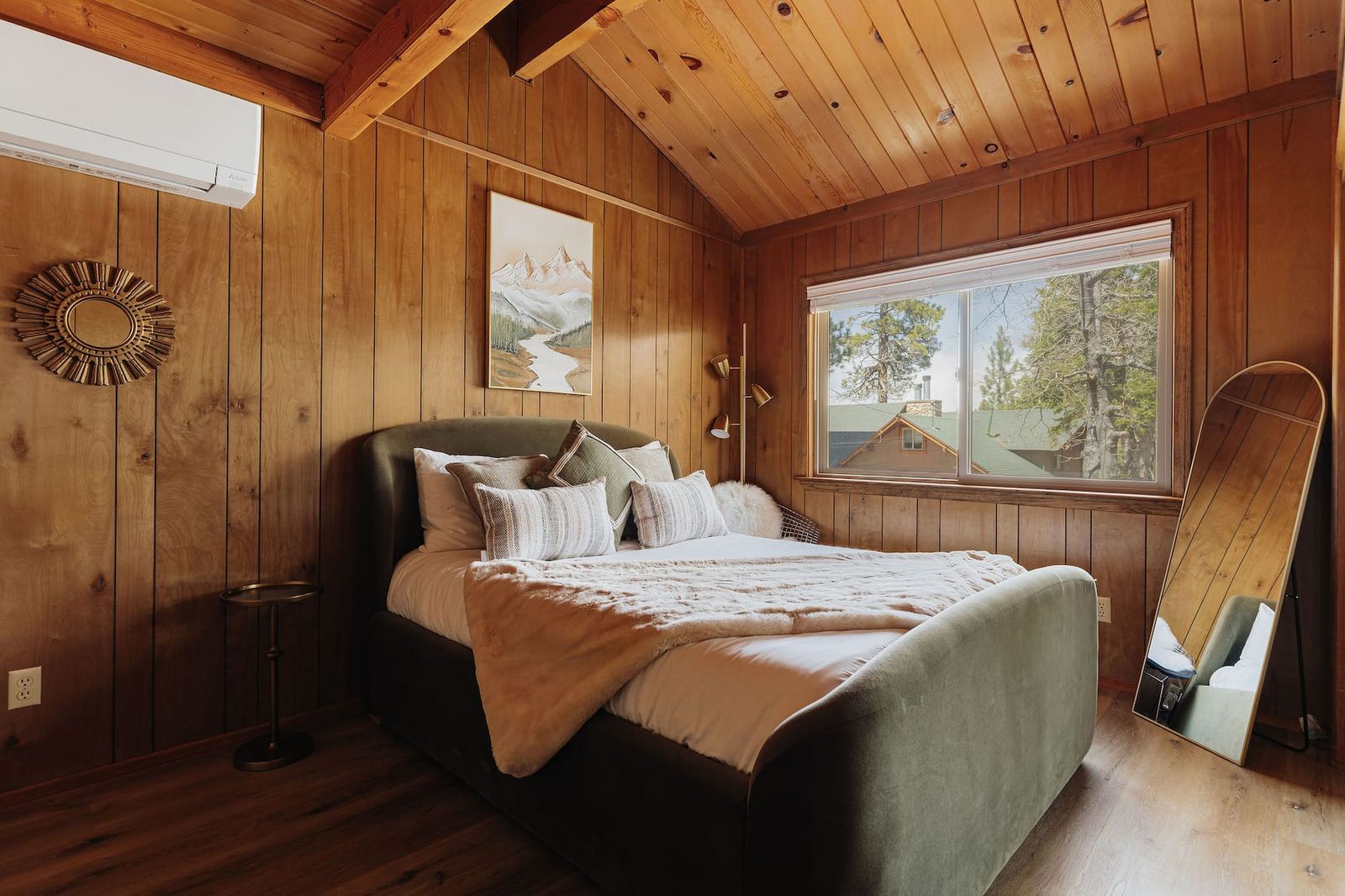 Queen bedroom with upholstered West Elm bed
